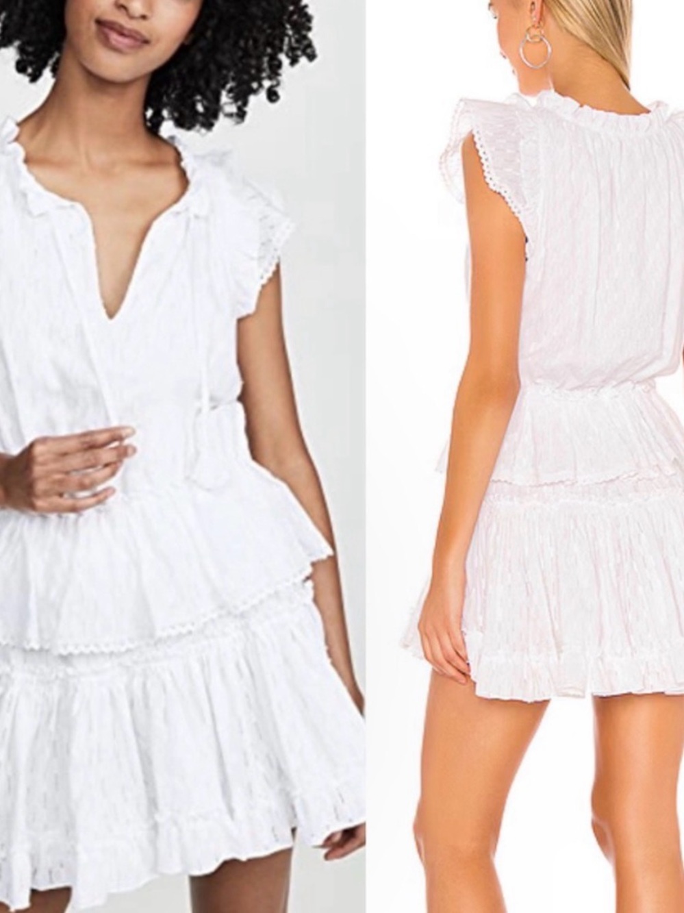 Misa Los Angeles White Ruffled Tiered Mini Dress